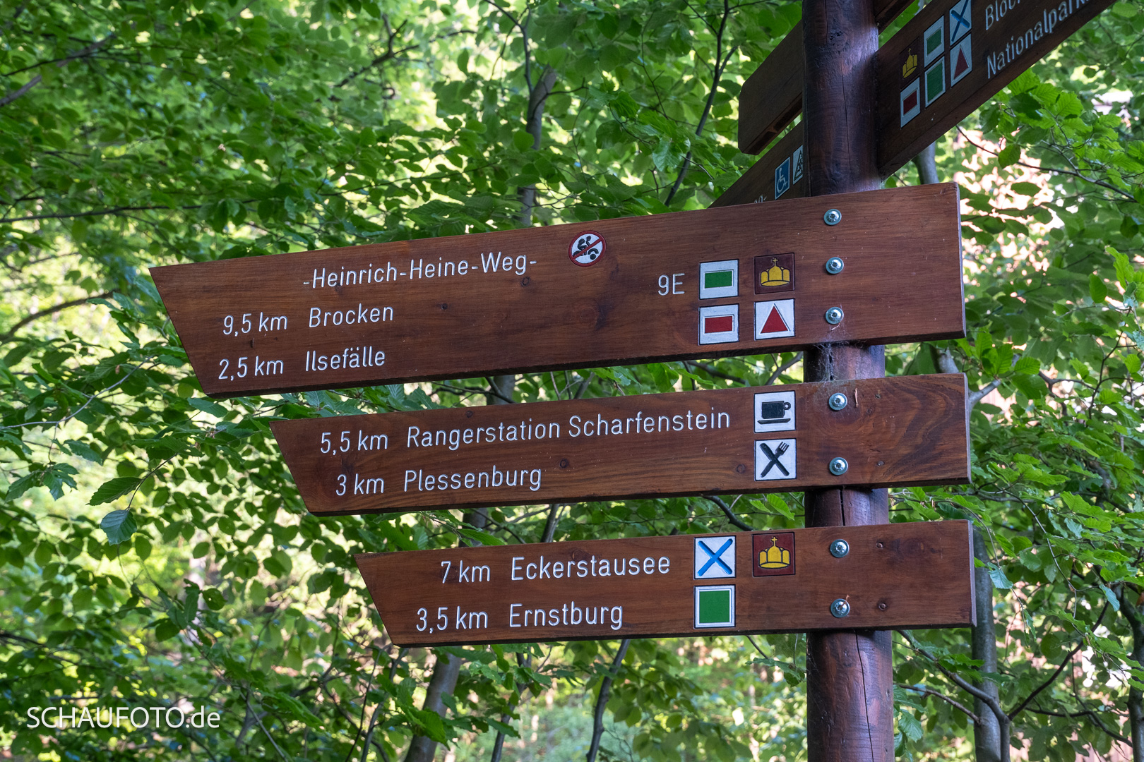 Wegweiser am Eingang zum wildromantischen Ilsetal
