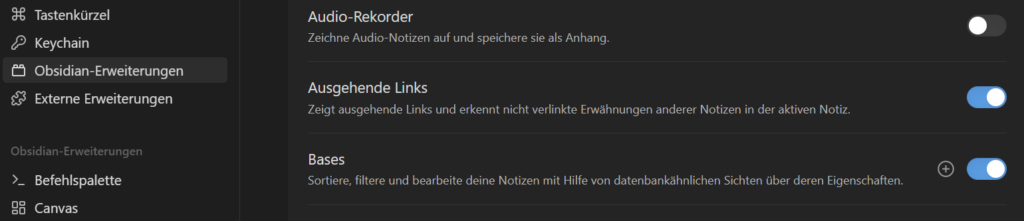 Obsidian Bases aktivieren